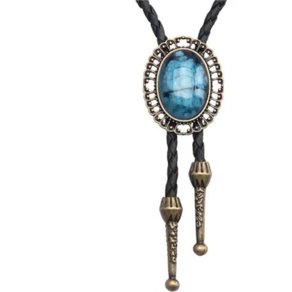 New Native American Bolo Tie Rodeo Cowboy Leather - Picture 1 of 8